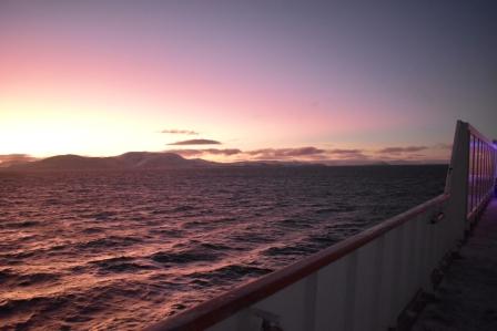 Sonne vom Schiff aus