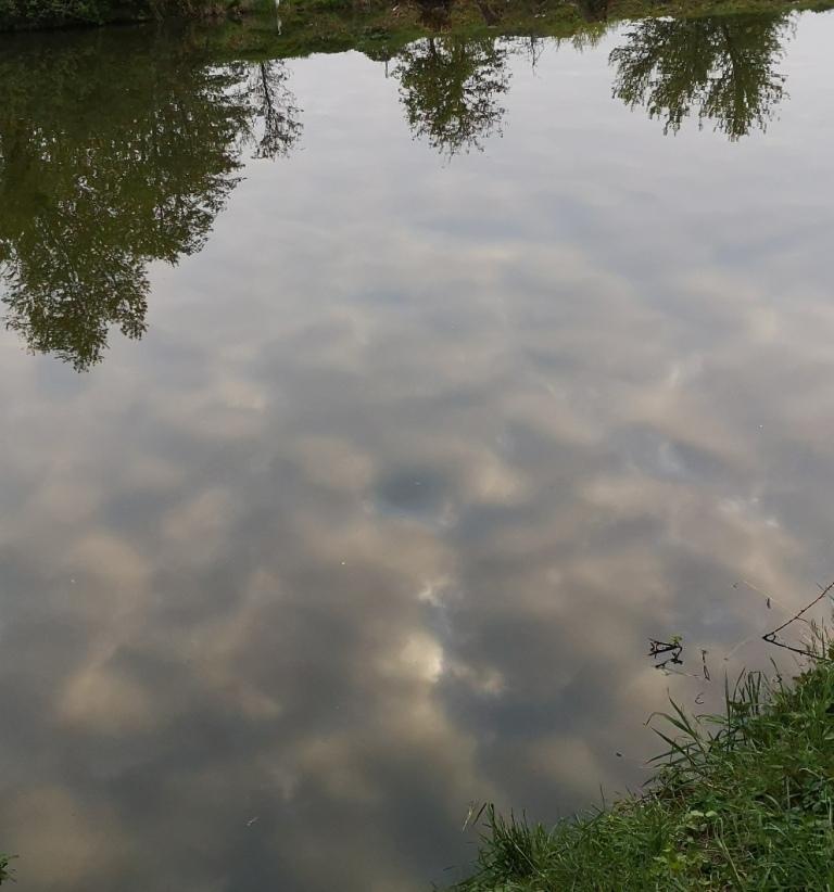 Himmel spiegelt sich in der Pfütze
