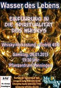 Werbeplakat für Spirituelle Whiskyprobe der kfd St. Georg